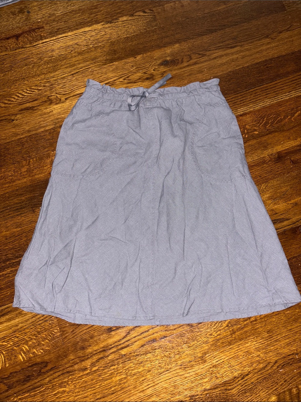 H&M Light Gray A-Line linen blend Drawstring Skirt - Women's size 4